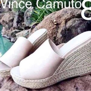 New! Vince Camuto Cream Wedge Sandals Size 8